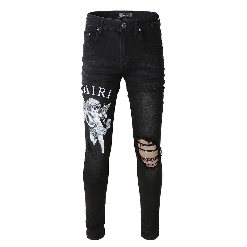 Design Distressed Yellow-Panel Jeans Dark Wash - 12