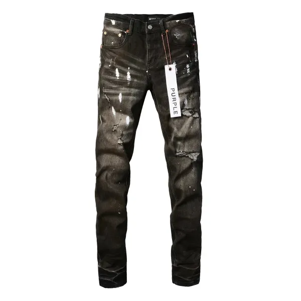 Purple Brand Paint Splatter Slim Fit Light Wash Jeans - 6