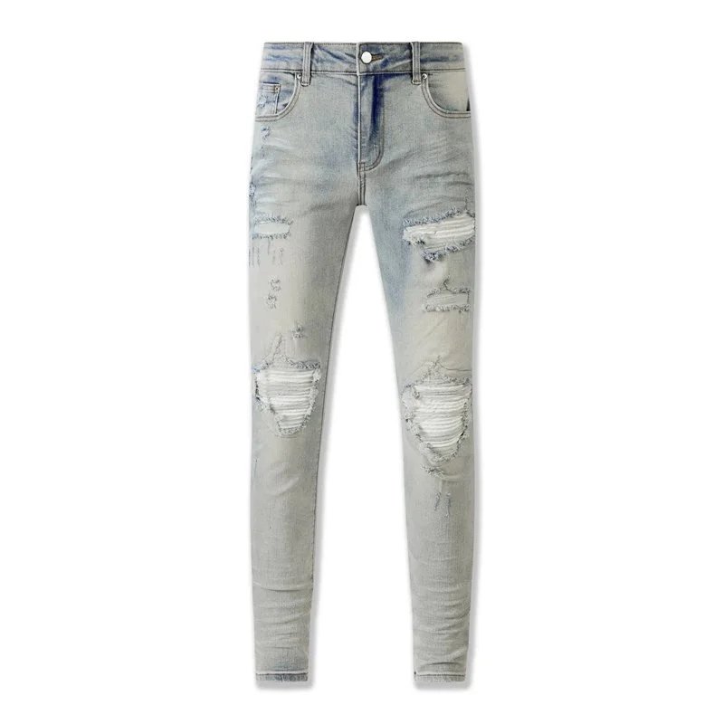 Amiri Distressed Logo Print Black Jeans - 10