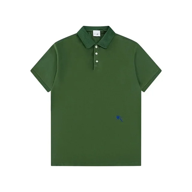 Burberry T-Shirts Short-Sleeve Polo with Striped Collar and Equestrian Knight Embroidery product detail image 12