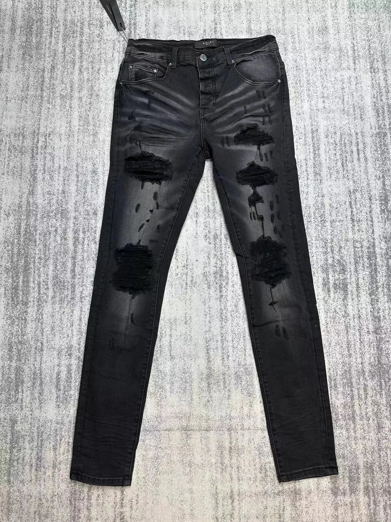 Amiri Distressed Black Slim Fit Jeans - 14