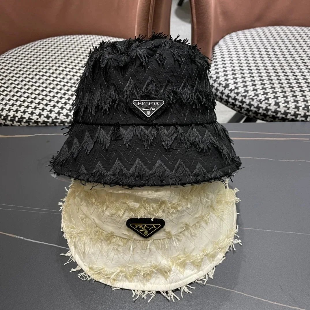Design HE HES Bucket Hat Light Gray Tweed Bucket Hat - 7