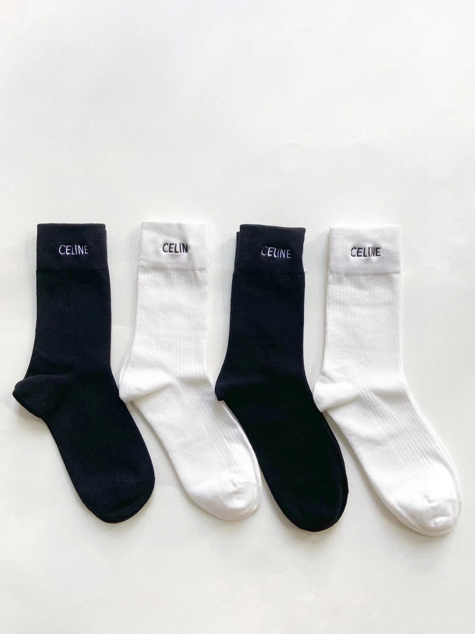 Celine Céline Paris Logo Print Socks Black and White Socks - 14