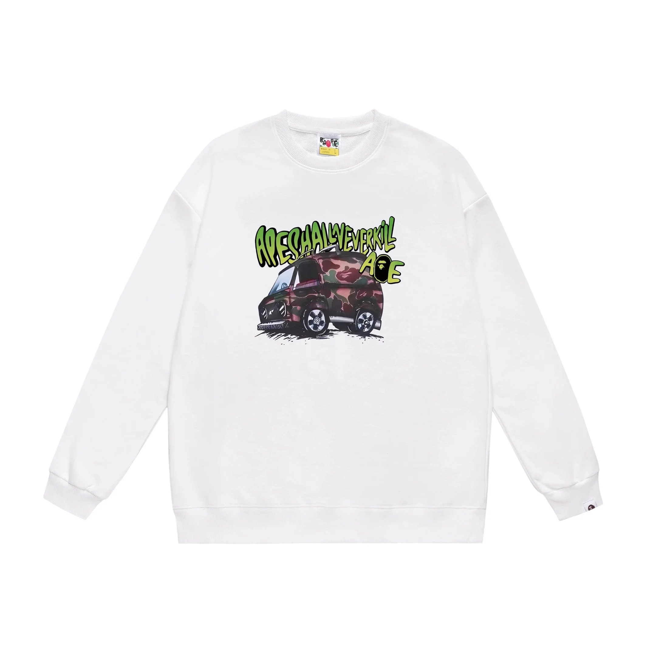 A Bathing Ape Geometric Camo Ape Head Crewneck Sweatshirt Gray Hoodie - 3