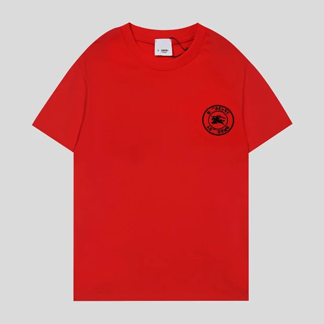 Burberry T-Shirts Short-Sleeve Polo with Striped Collar and Equestrian Knight Embroidery product detail image 8