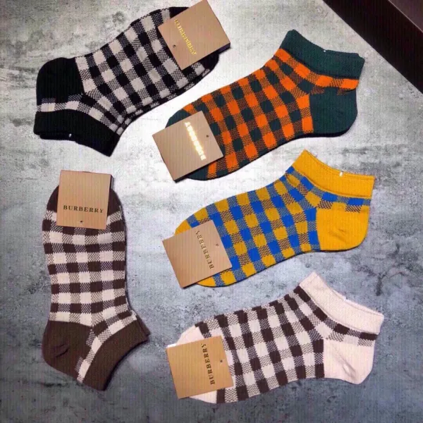 Burberry Monogram Logo Embroidered Black Socks - 11