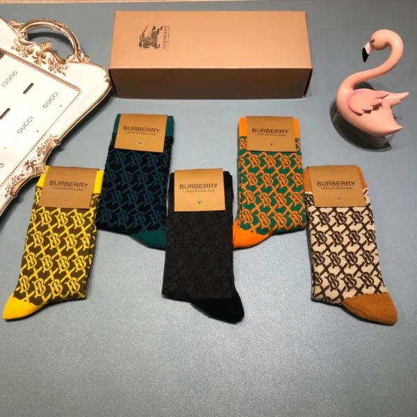 Burberry Monogram Logo Embroidered Black Socks - 13