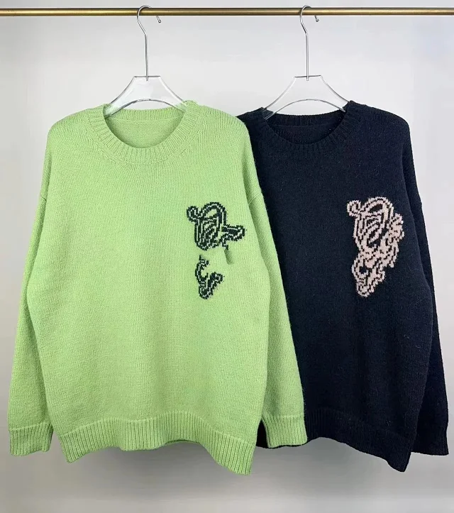 Off-White Knitwear Crewneck knit sweater with graphic intarsia product detail image 2