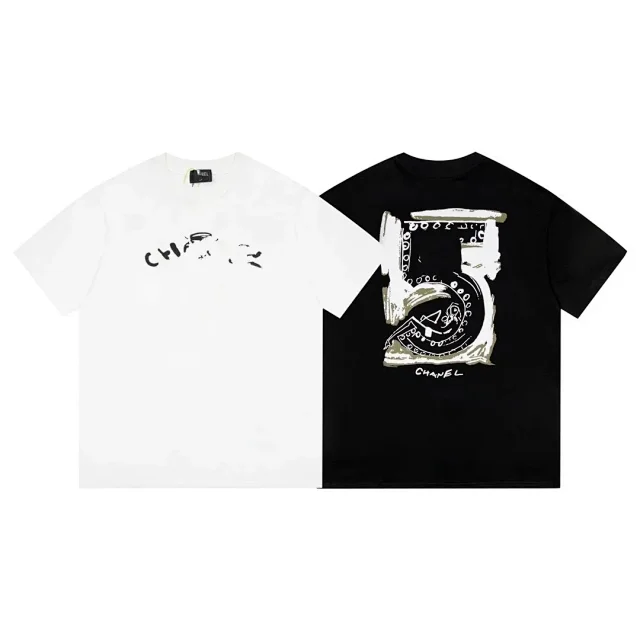 Chanel T-Shirts Distressed Logo Print T-Shirt product detail image 1