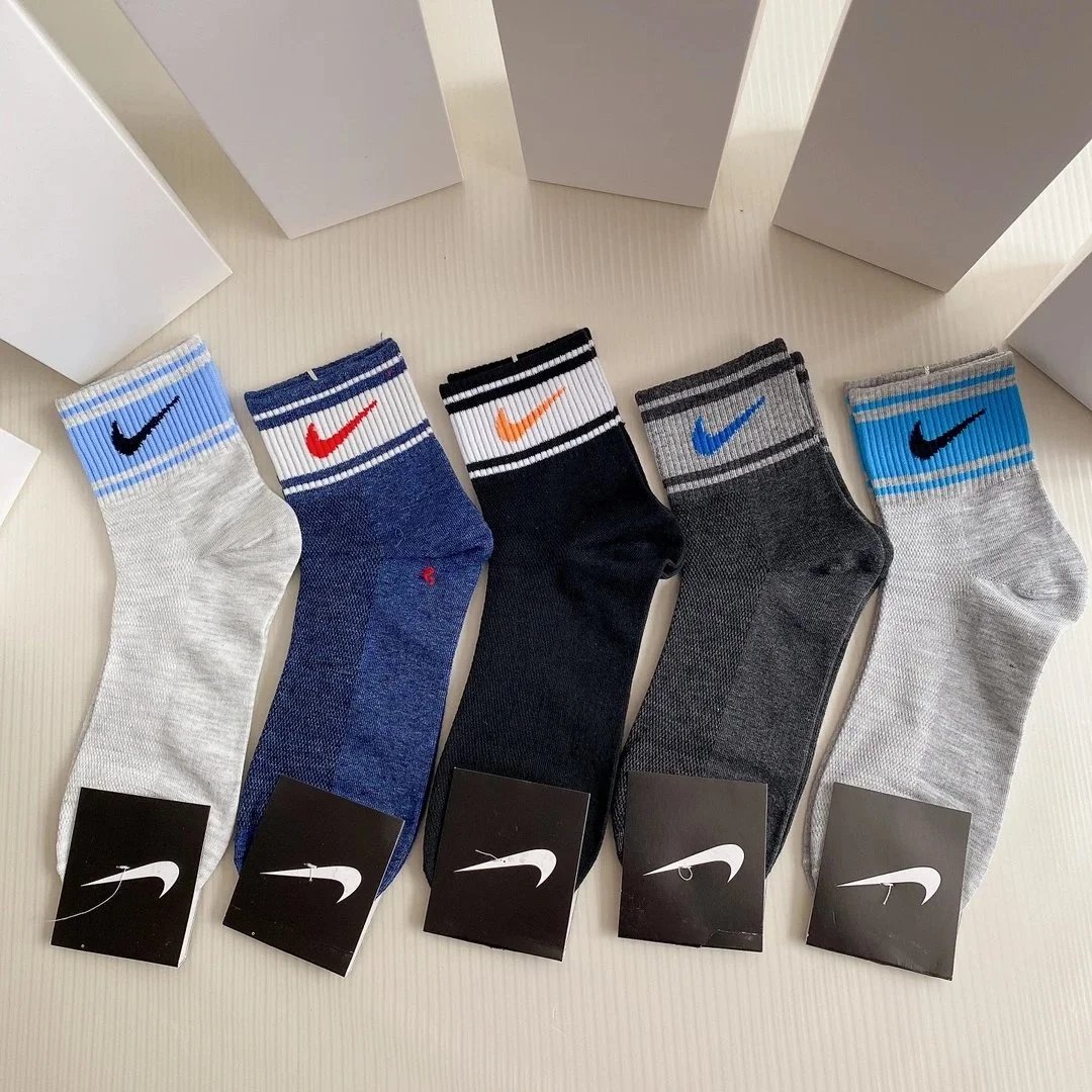Nike Swoosh Logo Crew Socks in Navy, White, Gray, Black, and Charcoal - 2