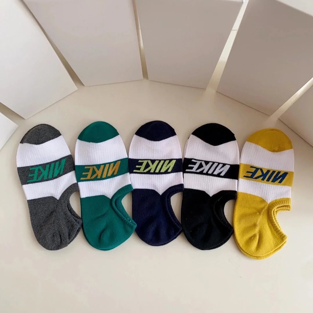 Nike Swoosh Logo Crew Socks in Navy, White, Gray, Black, and Charcoal - 5