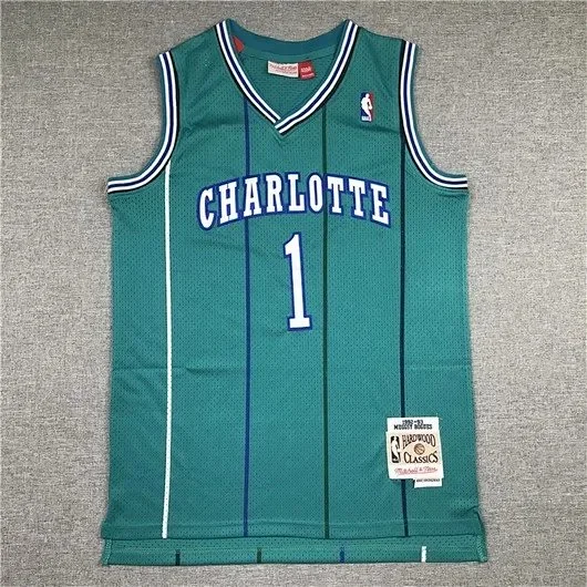 Mitchell & Ness Charlotte Hornets pinstripe basketball jersey product detail image 6