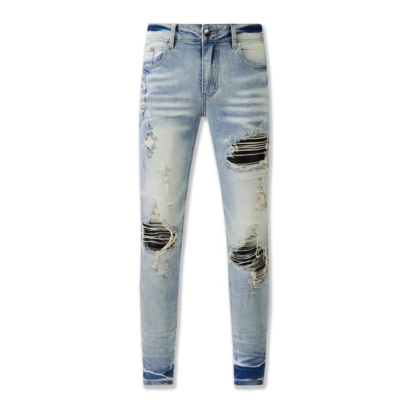 Amiri Distressed Logo Print Black Jeans - 7
