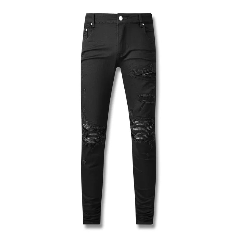 Amiri Distressed Logo Print Black Jeans - 12