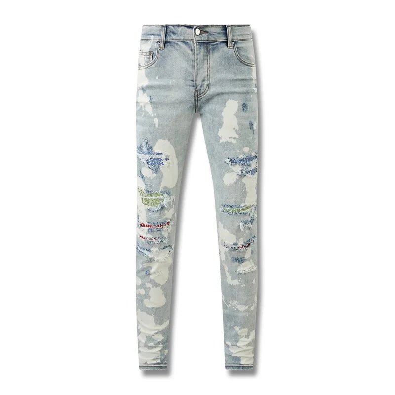 Amiri Distressed Logo Print Black Jeans - 15