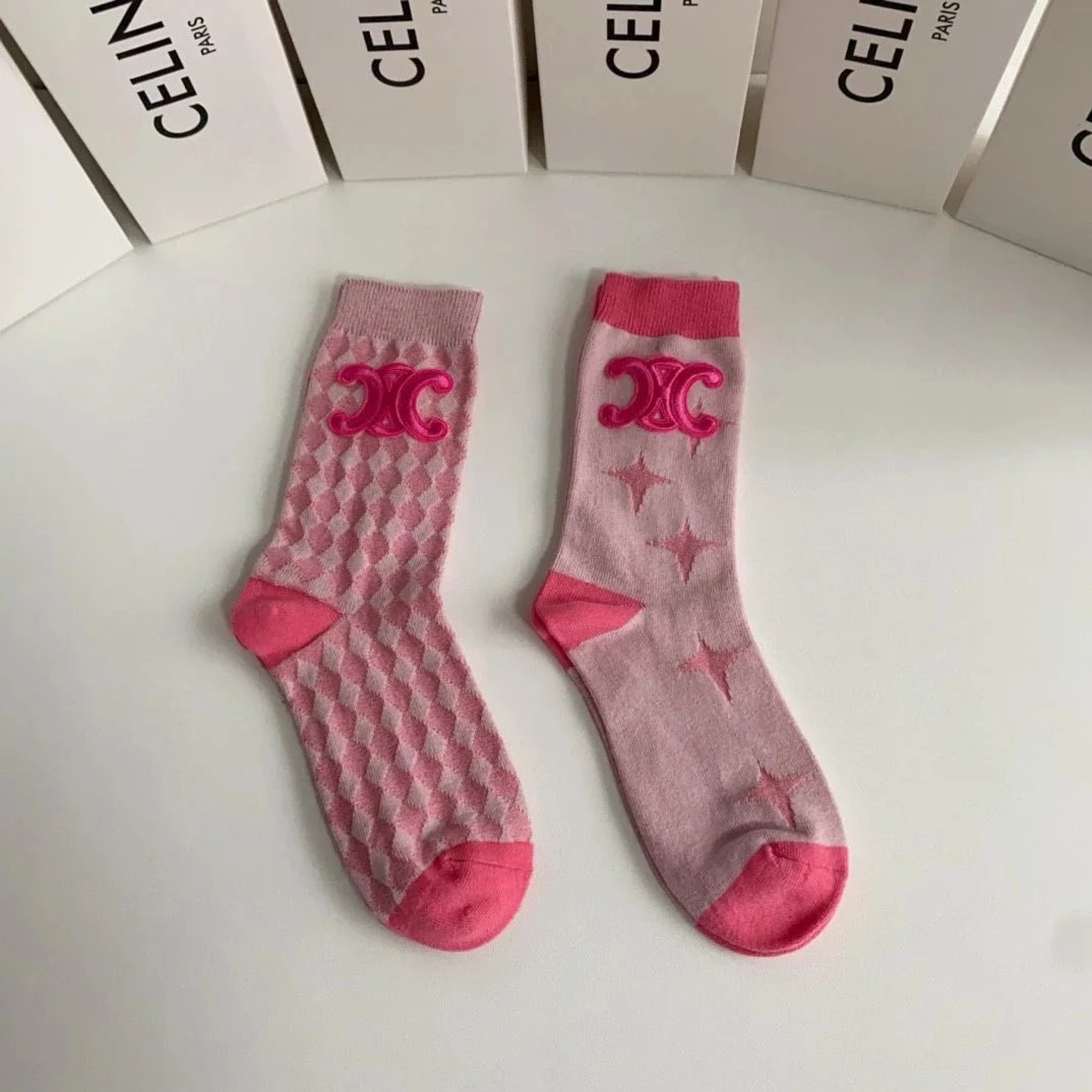 Celine Céline Paris Logo Print Socks Black and White Socks - 9