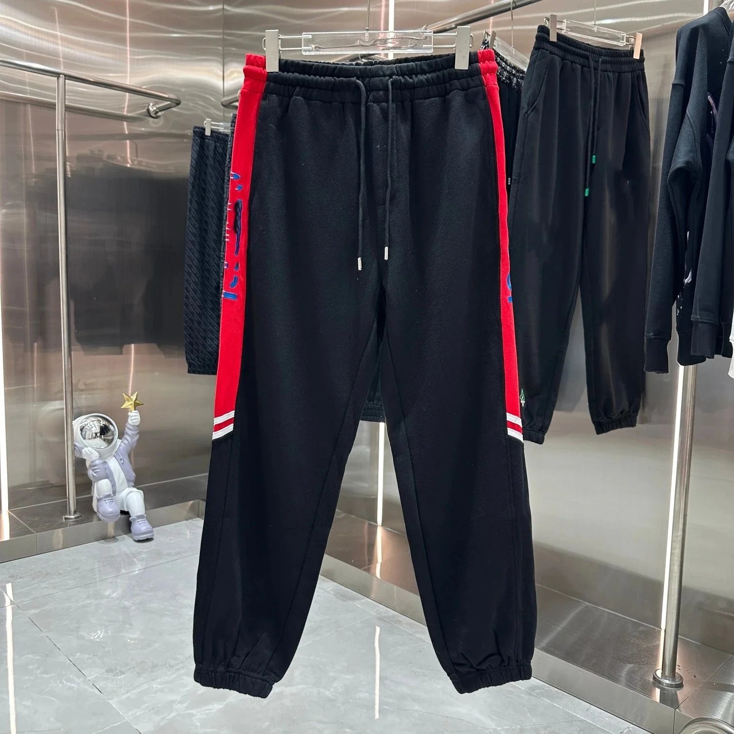Gucci GG Jacquard Sweatpants Gray with Neon Yellow Trim - 4