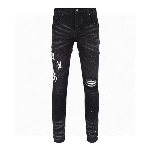 Amiri Paint Splatter Black Slim Fit Jeans - 13