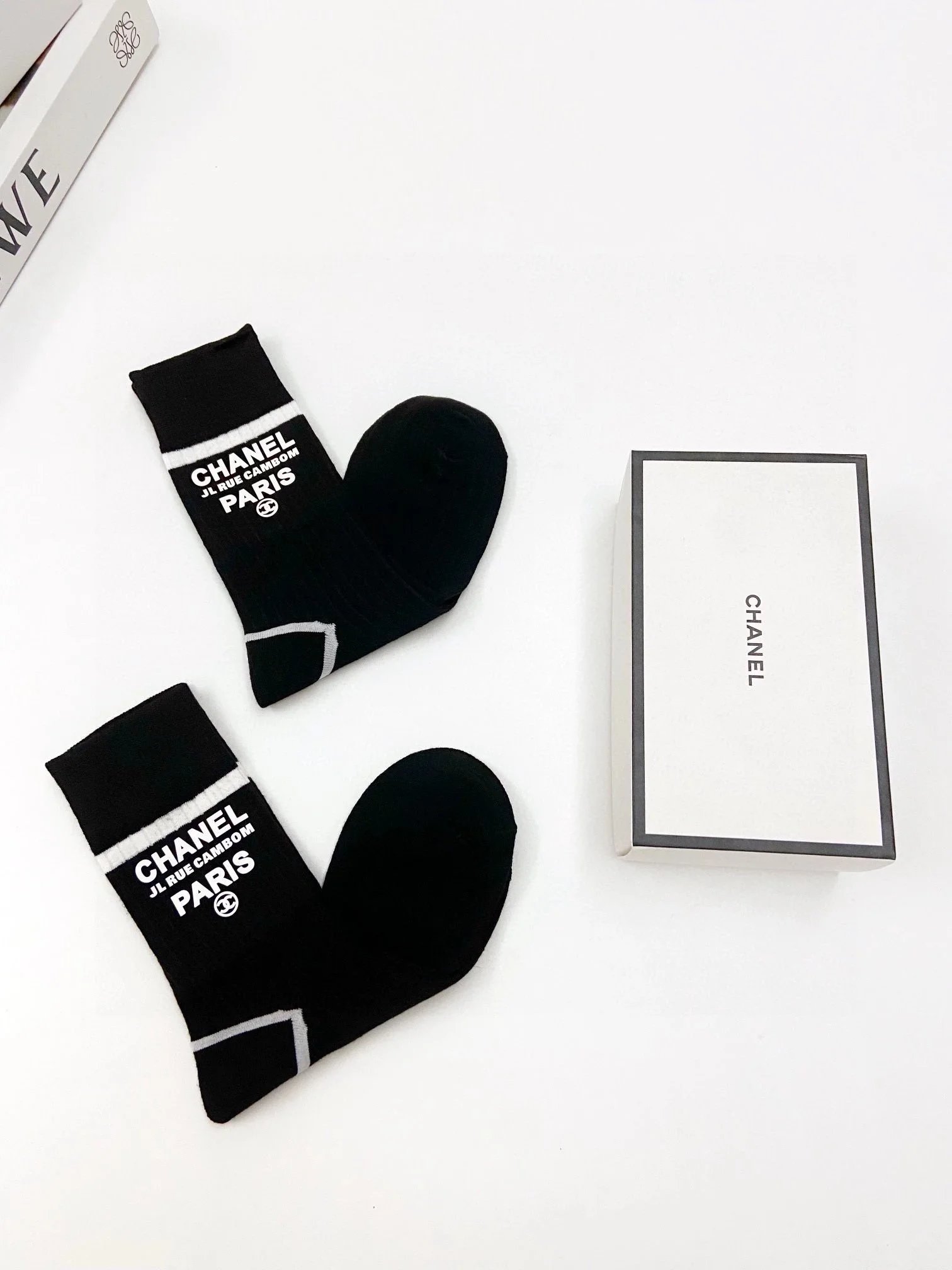 Chanel Logo Socks Black and White - 15