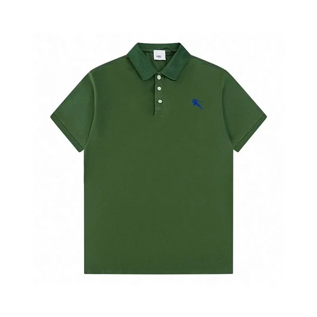Burberry T-Shirts Short-Sleeve Polo with Striped Collar and Equestrian Knight Embroidery product detail image 13