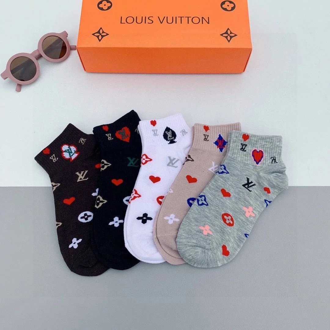 Louis Vuitton LV Monogram Embroidered Knee-High Socks Black and White - 13