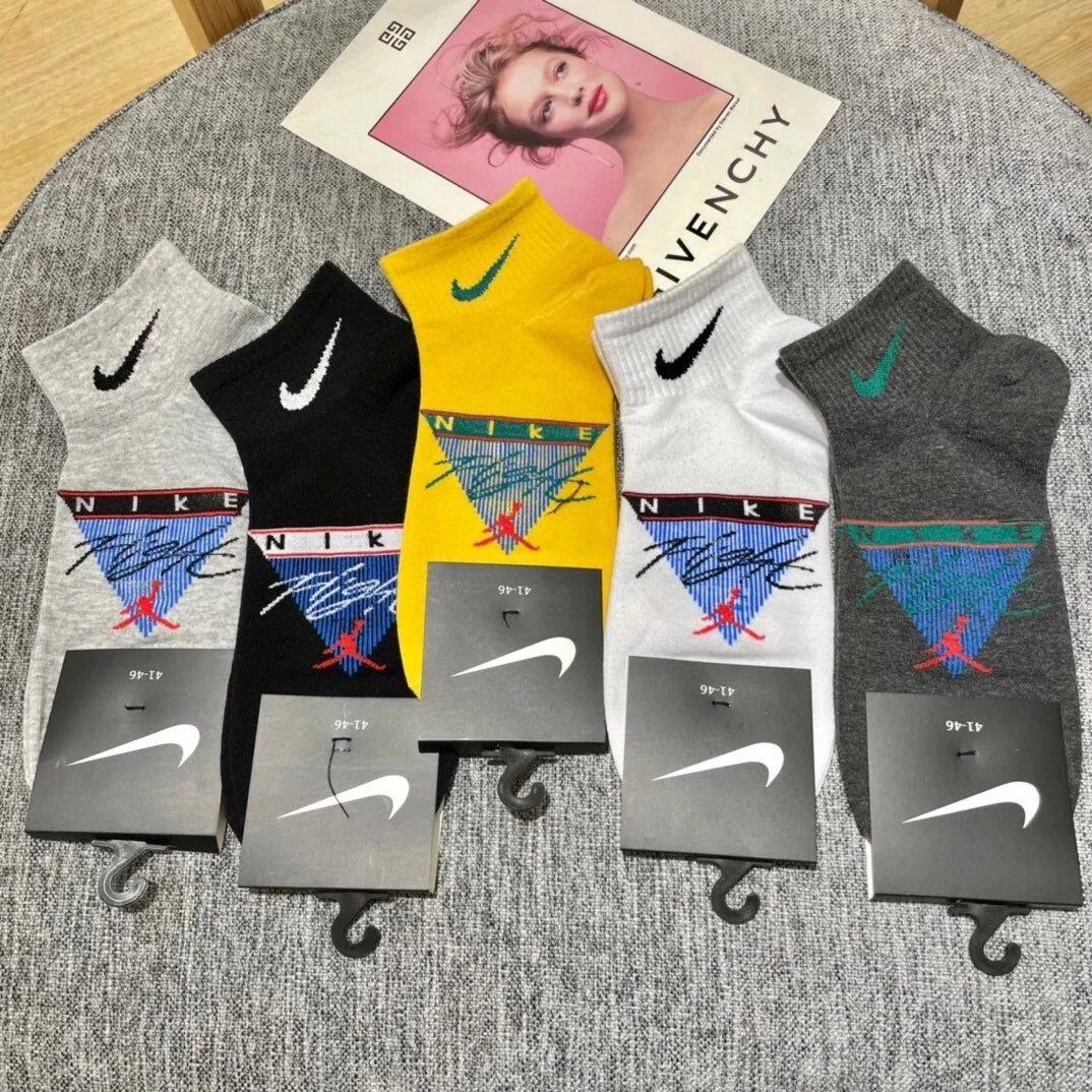 Nike Swoosh Logo Crew Socks in Navy, White, Gray, Black, and Charcoal - 7