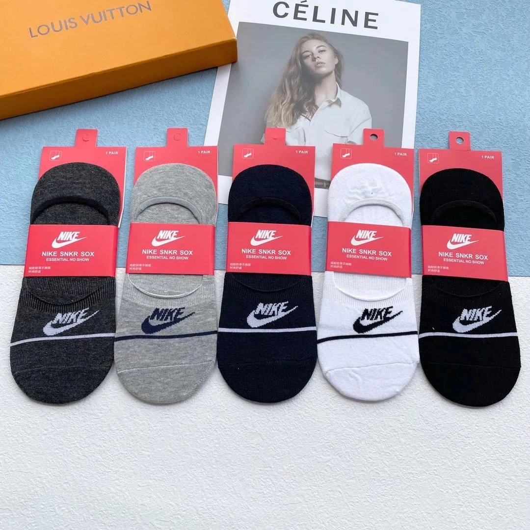 Nike Swoosh Logo Crew Socks in Navy, White, Gray, Black, and Charcoal - 15