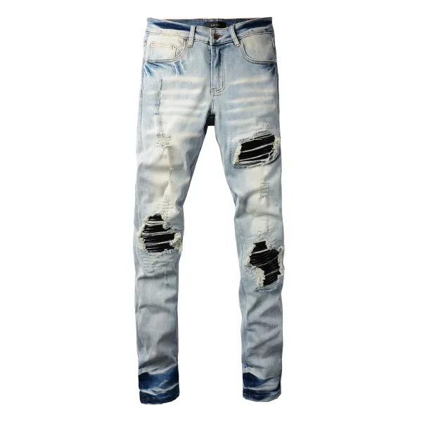 Purple Brand Paint Splatter Slim Fit Light Wash Jeans - 9