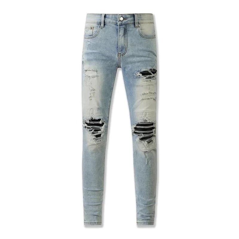 Amiri Distressed Logo Print Black Jeans - 6