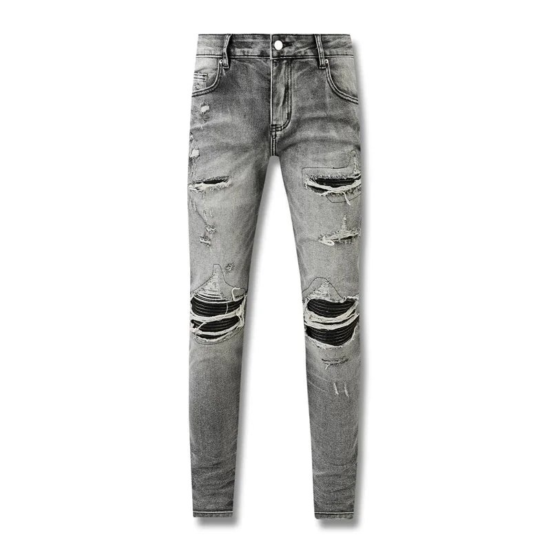 Amiri Distressed Logo Print Black Jeans - 14