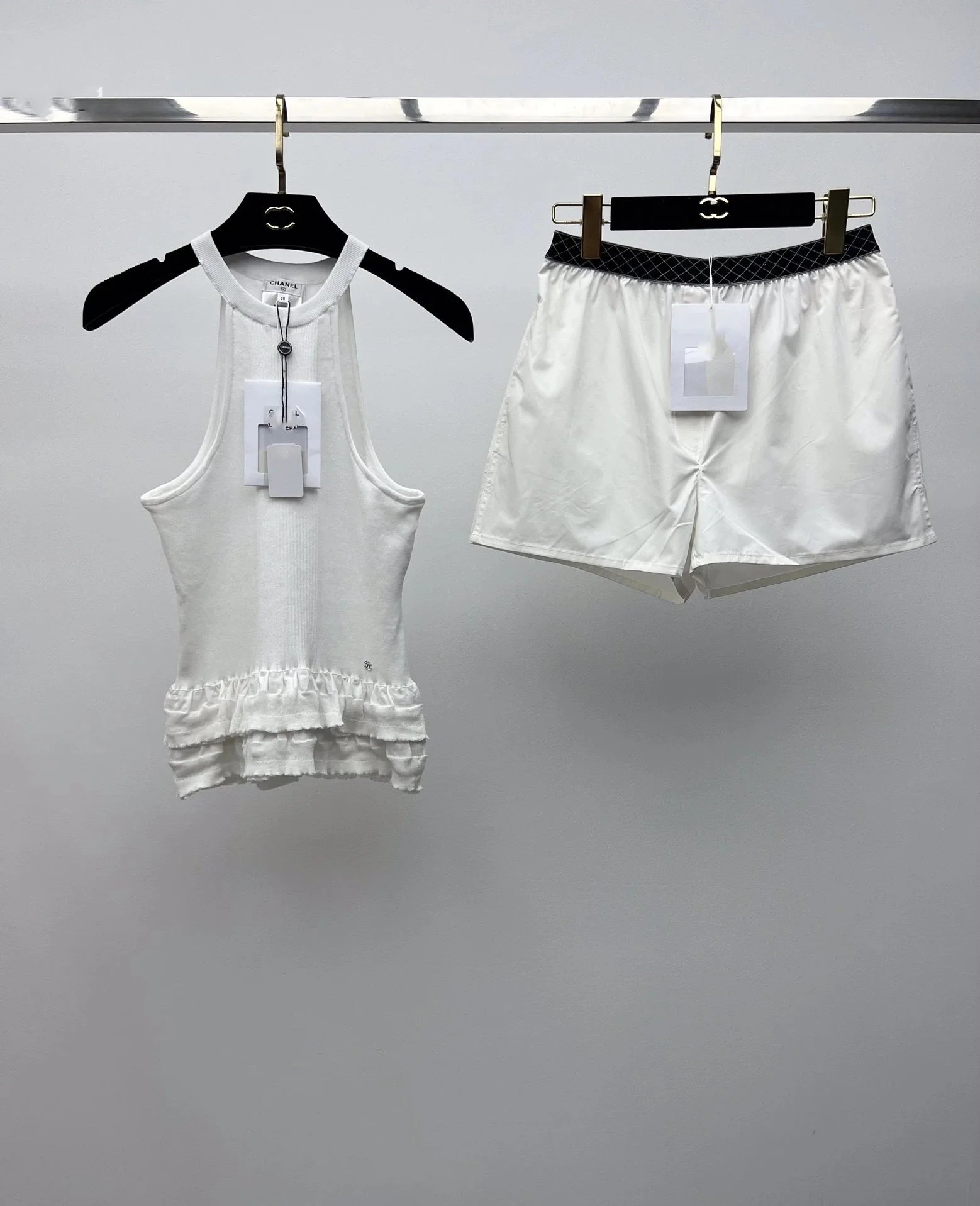 Prada Re-Nylon Triangle Logo Black Bikini Top and A-Line Skirt Set - 4