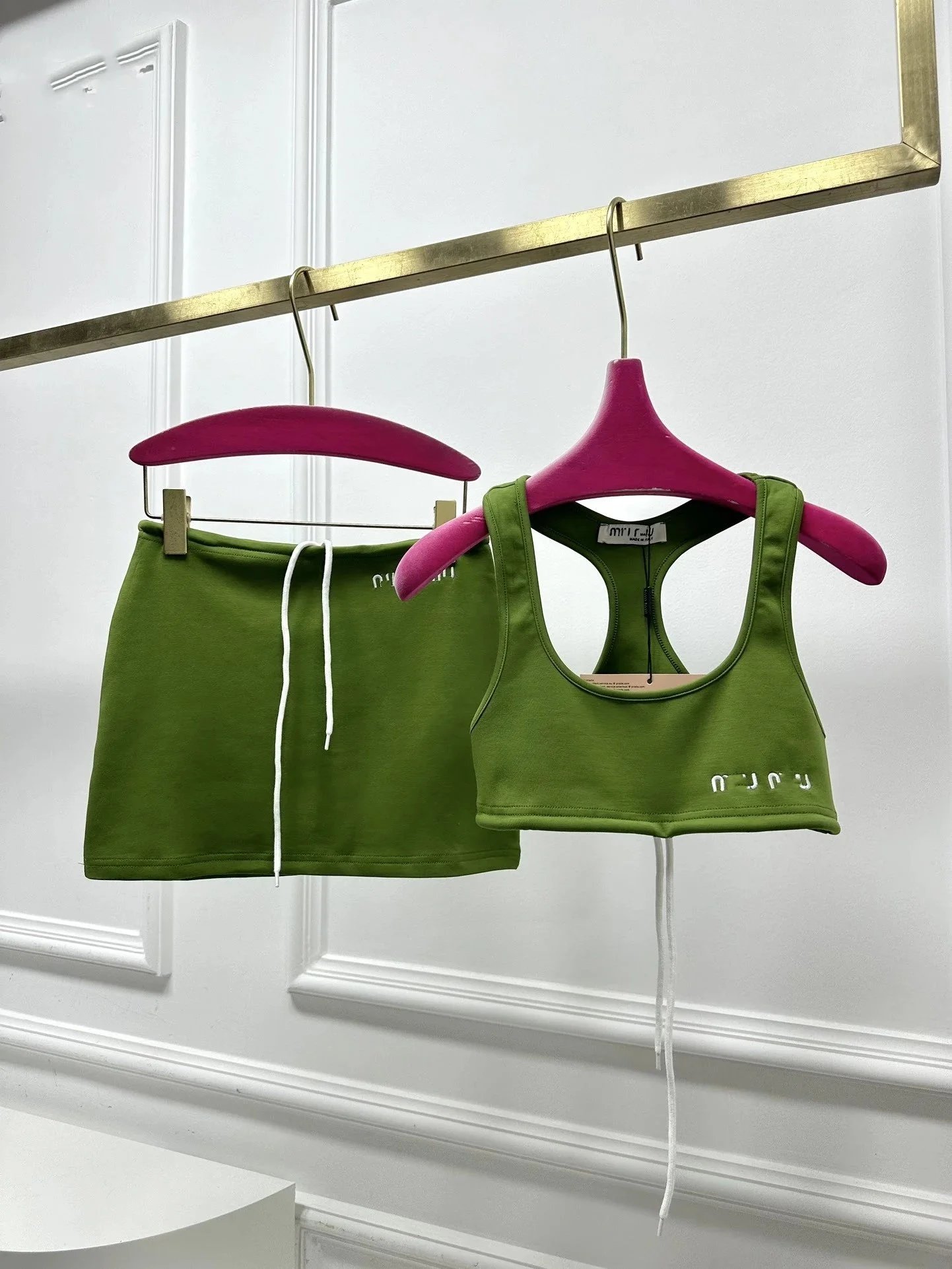 Prada Re-Nylon Triangle Logo Black Bikini Top and A-Line Skirt Set - 9