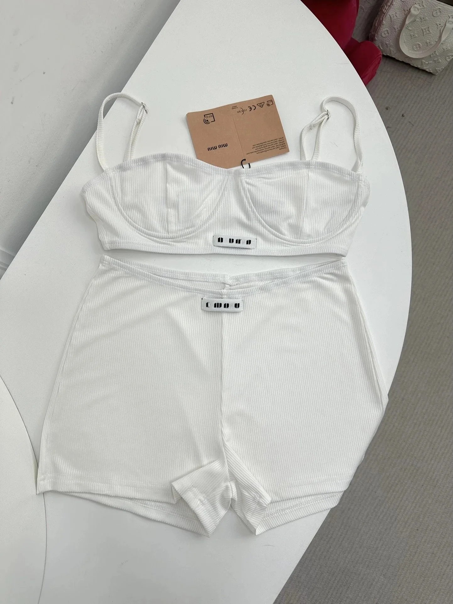Prada Re-Nylon Triangle Logo Black Bikini Top and A-Line Skirt Set - 14