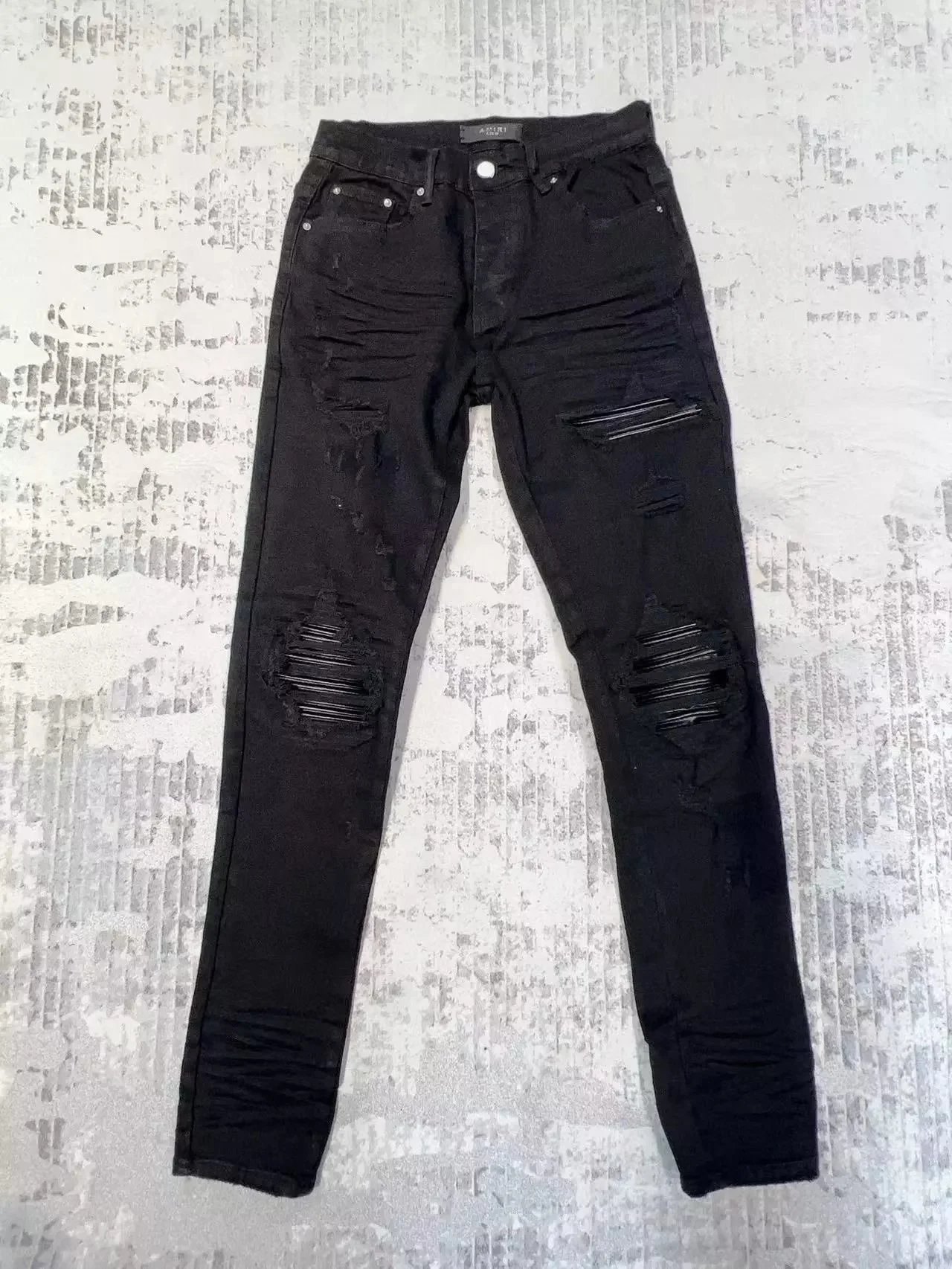 Amiri Distressed Black Slim Fit Jeans - 12