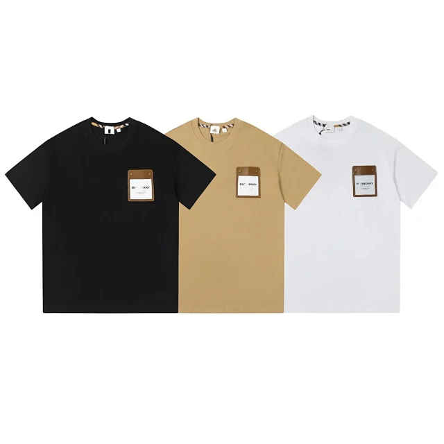 Burberry T-Shirts Short-Sleeve Polo with Striped Collar and Equestrian Knight Embroidery product detail image 20