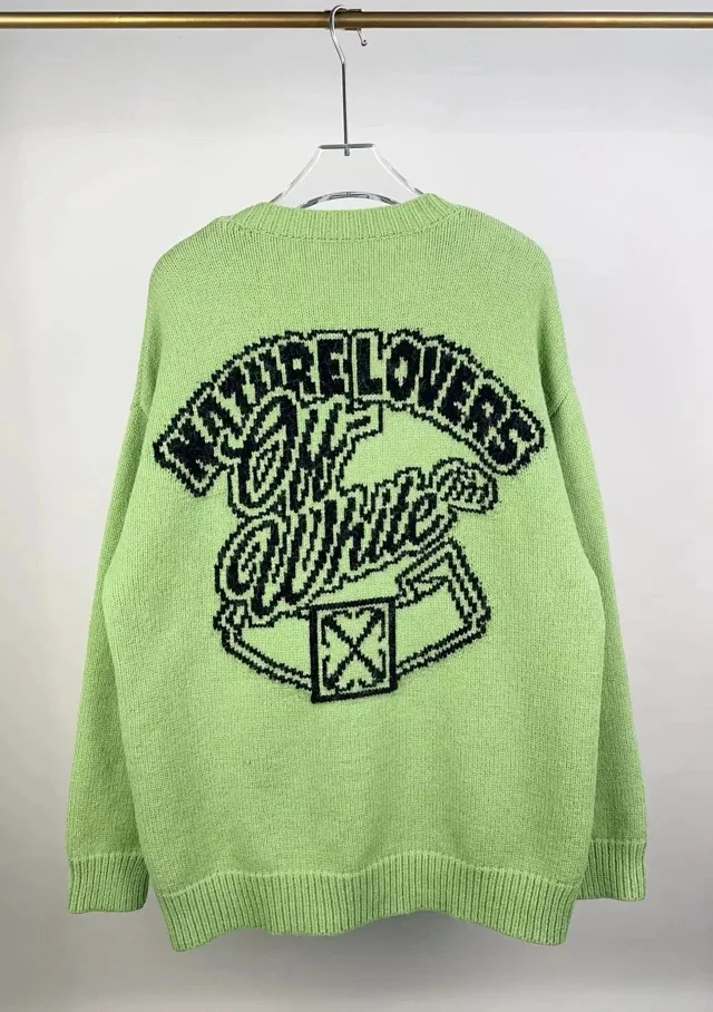 Off-White Knitwear Crewneck knit sweater with graphic intarsia product detail image 3