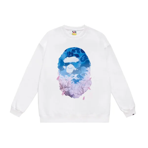A Bathing Ape Sakura Camo Ape Head Black Sweatshirt Sweater - 9