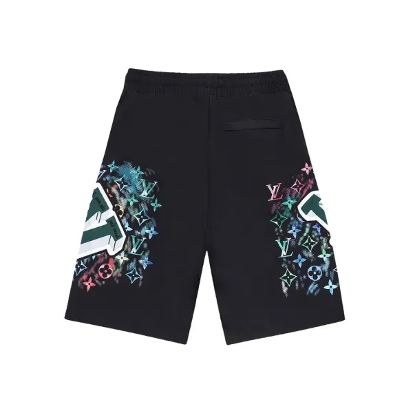 Design Vuitton Logo Print Washed Denim Shorts Gray Shorts - 6