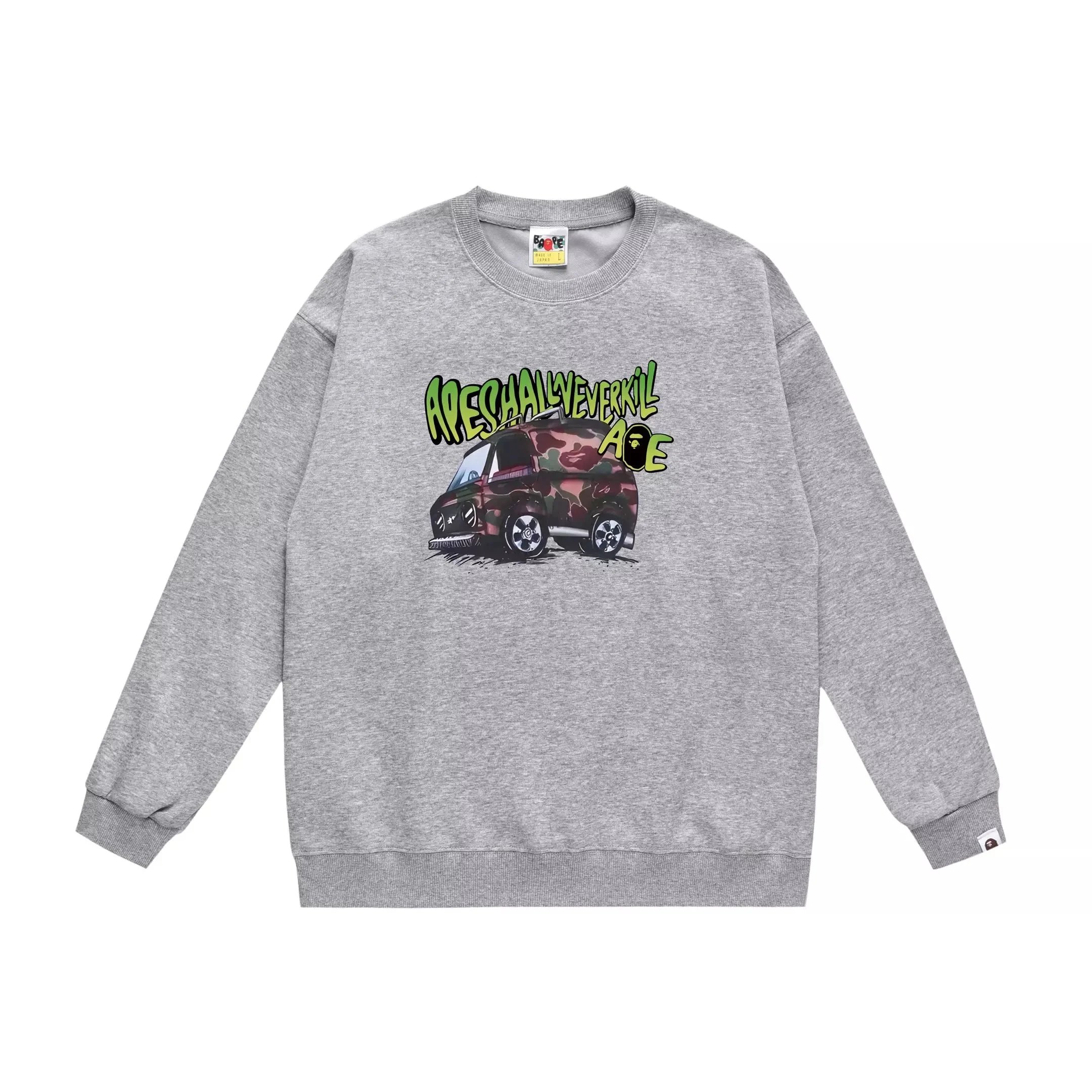 A Bathing Ape Geometric Camo Ape Head Crewneck Sweatshirt Gray Hoodie - 4
