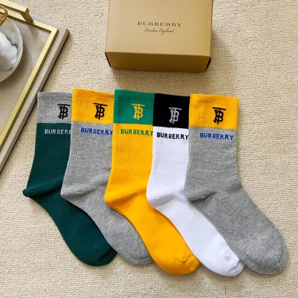 Burberry Monogram Logo Embroidered Black Socks - 8
