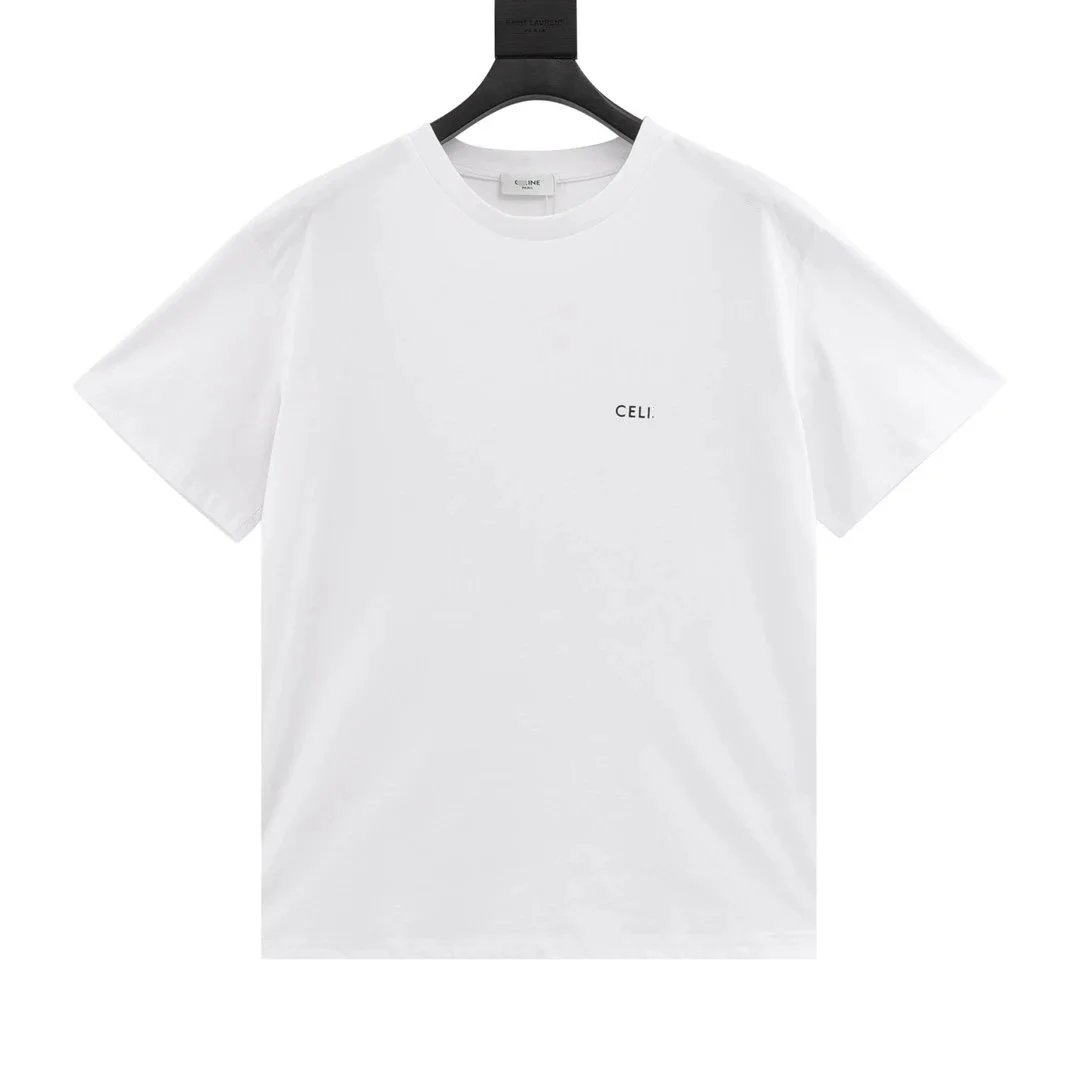 Celine Logo Graphic Print White T-Shirt - 14