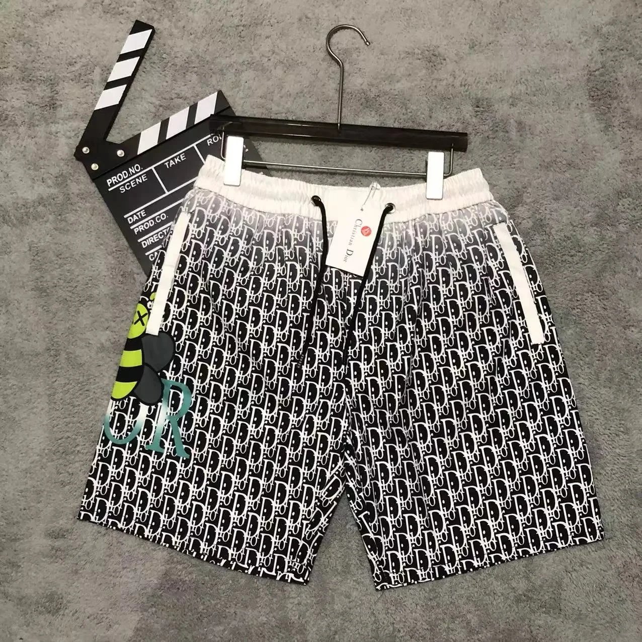 Dior Oblique Tape Shorts Black and White - 16