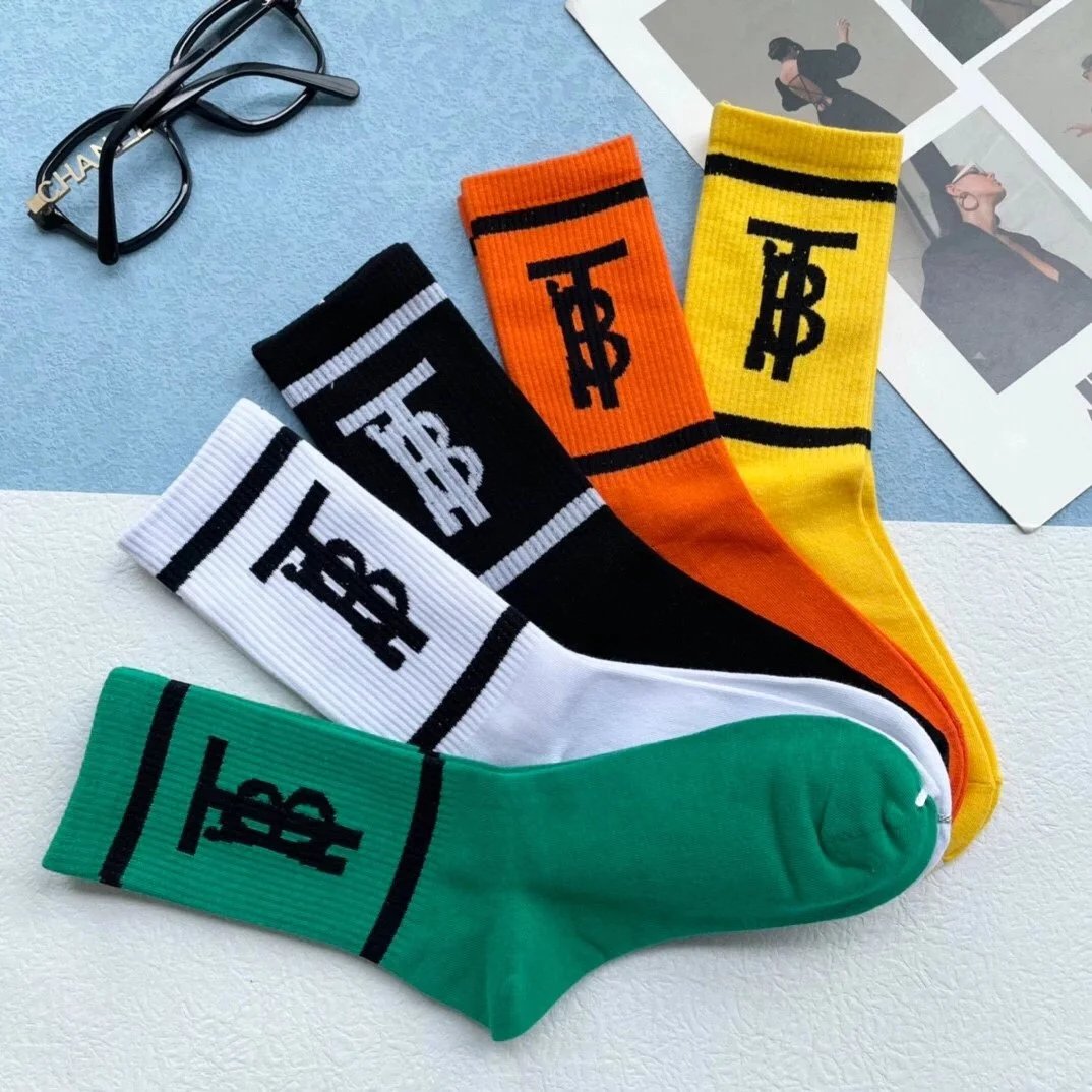 Burberry Icon Stripe Socks in White, Black, Gray, and Beige - 12
