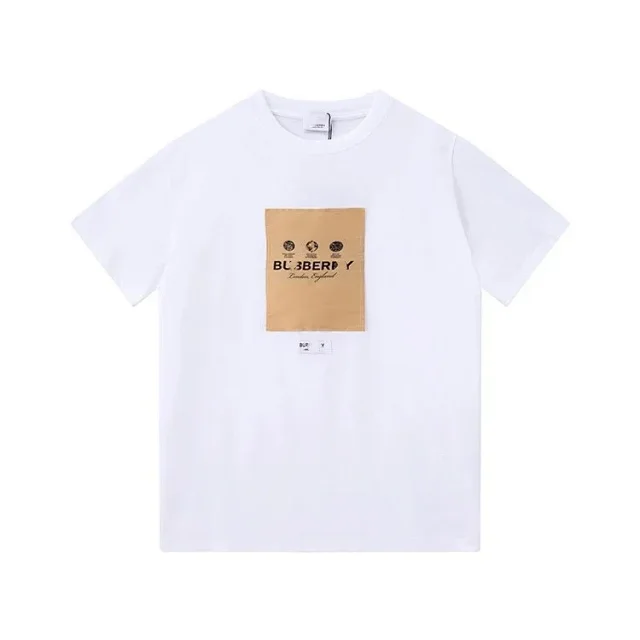 Burberry T-Shirts Short-Sleeve Polo with Striped Collar and Equestrian Knight Embroidery product detail image 26