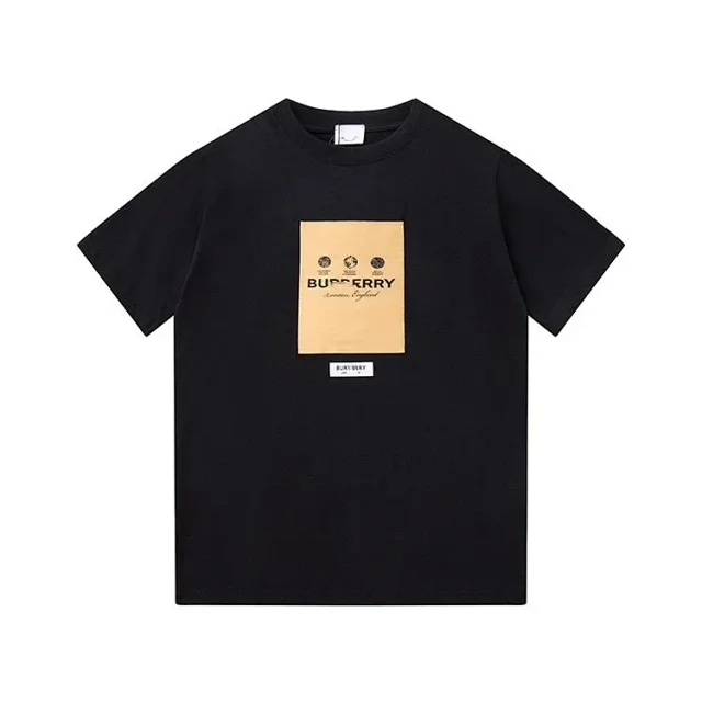 Burberry T-Shirts Short-Sleeve Polo with Striped Collar and Equestrian Knight Embroidery product detail image 27