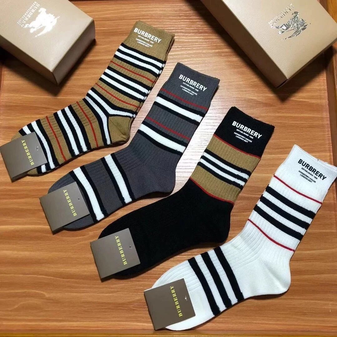 Burberry Monogram Logo Ankle Socks in Black, Charcoal, Navy, White, and Gray - 11
