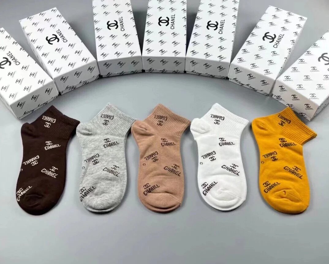 Chanel Logo Socks Black and White - 2