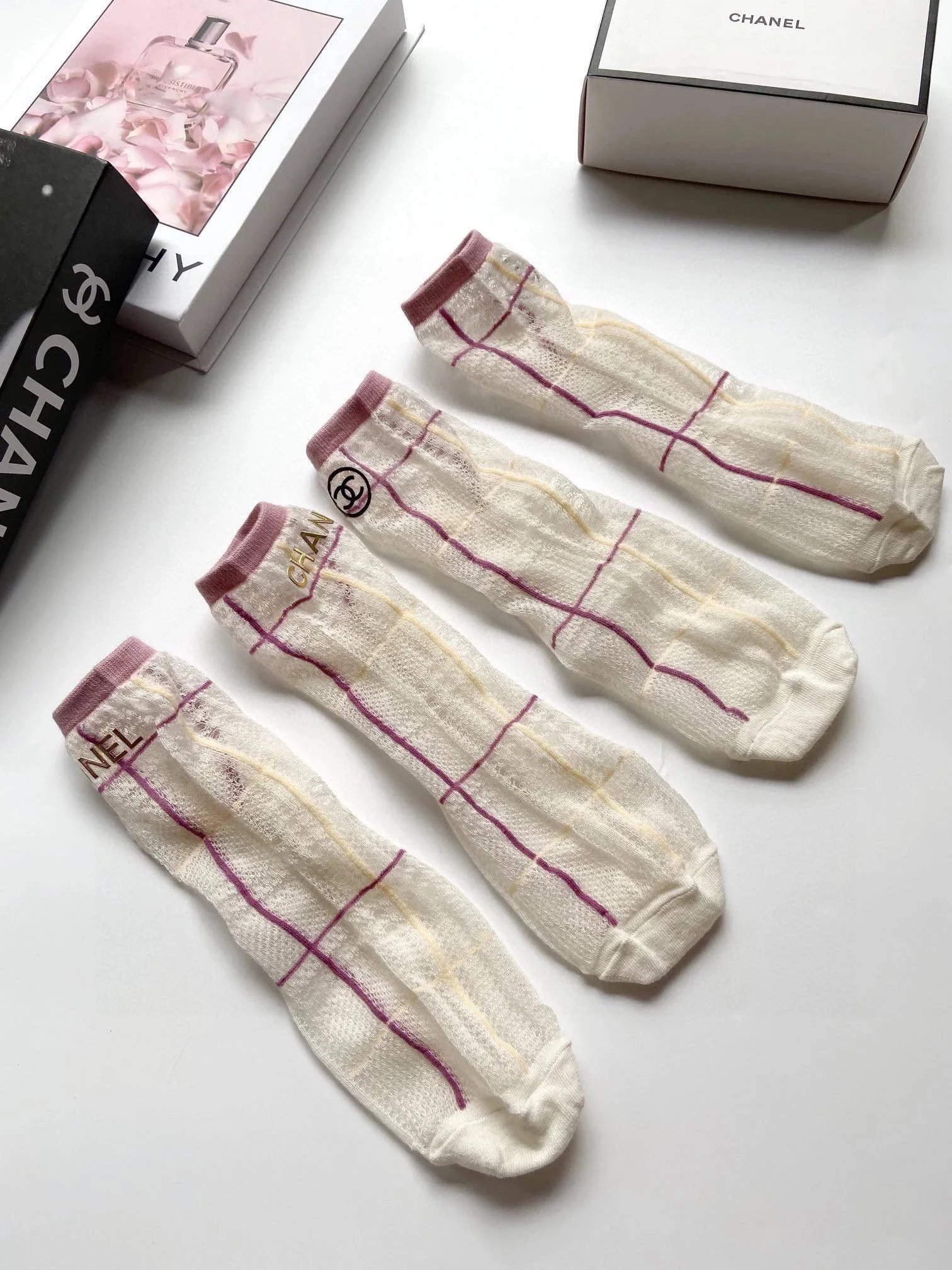 Chanel Logo Socks Black and White - 5