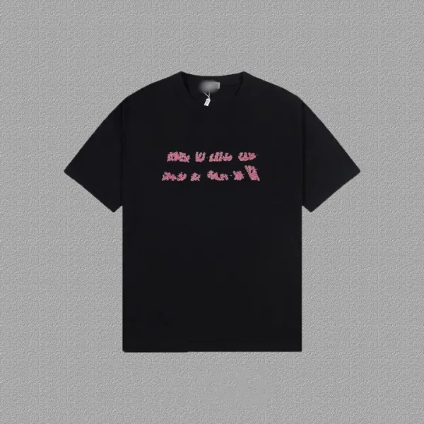 Design Abstract Text Print Black T-Shirt - 1