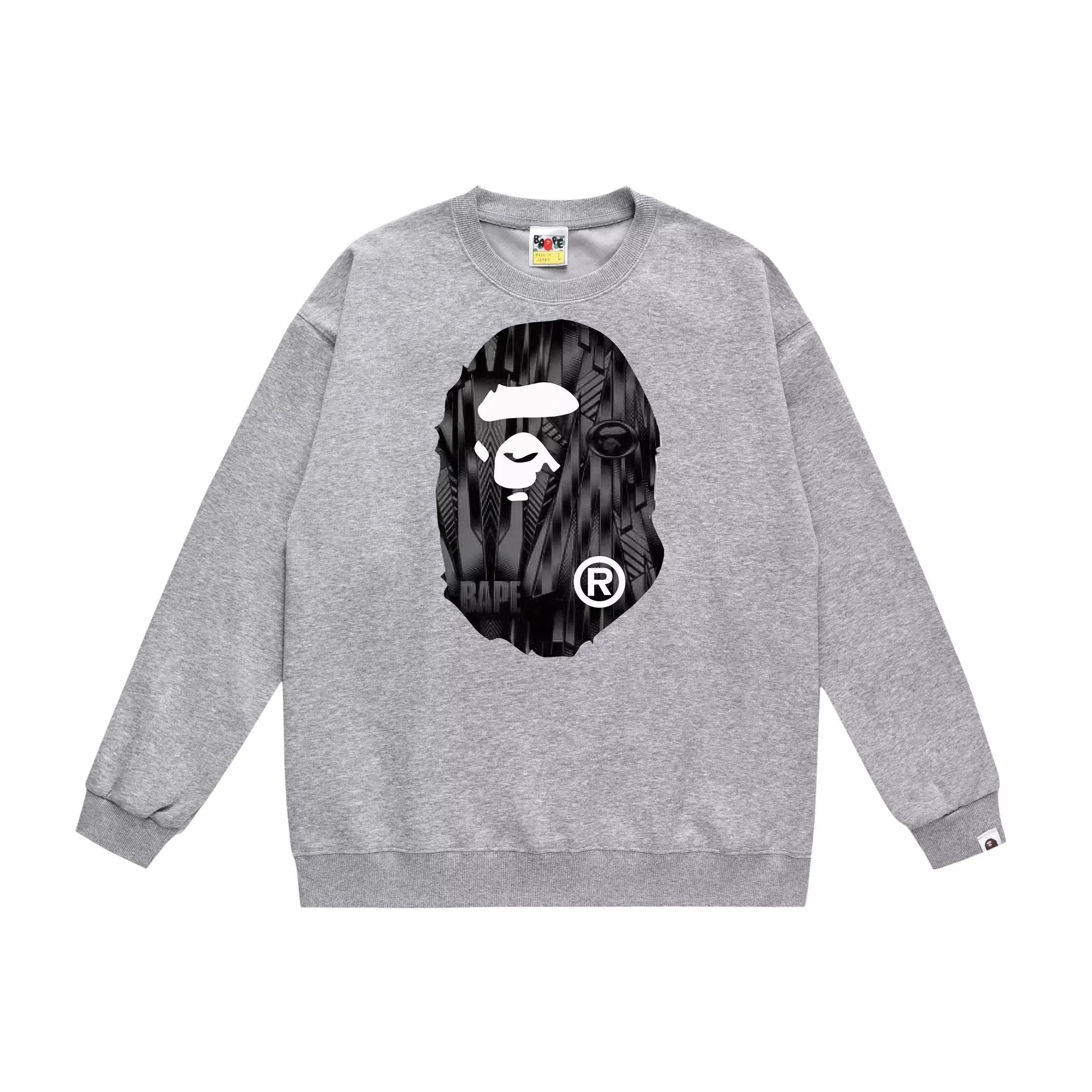 A Bathing Ape Geometric Camo Ape Head Crewneck Sweatshirt Gray Hoodie - 7